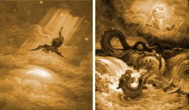 Caduta di Lucifero e il Leviatano illustrazioni di Gustave Doré